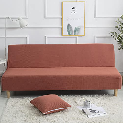 GUYIRT Jacquard Armless Schlafsofa-Bezüge Stretch-Spandex Sofabezug Armlose Abnehmbar Sofabezug Ohne Armlehnen Möbelschutz Waschbarer Couchbezug -rot-Klein (120-150 cm) von GUYIRT