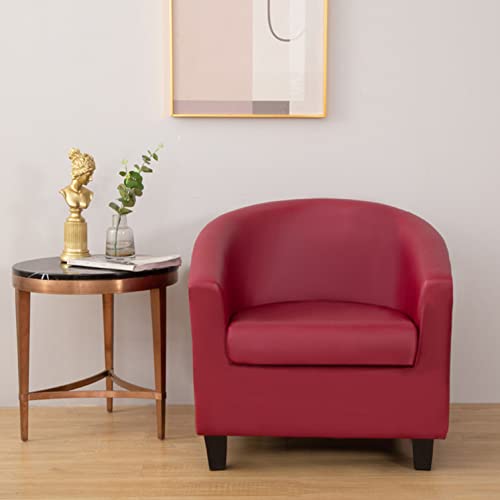 GUYIRT Leder Club Chair Schonbezug 2 Stück Sesselbezug High Stretch Einfarbig Stuhlbezüge Dauerhaft Möbelschutz Für 1-Sitzer-Sofa Wohnzimmer -rot von GUYIRT
