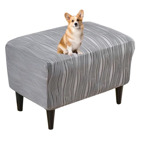 GUYIRT Ottoman Covers Slipcover Rectangle, Folding Ottoman Cover Rectangular, Cover for Ottoman Bank, Foot Stool Covers Stretch To Fit (Light Gray) von GUYIRT