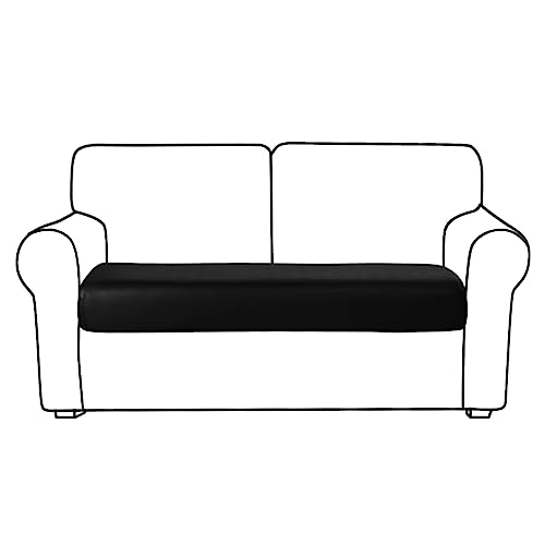 GUYIRT PU Leder Sofa Sitzkissenbezug, Wasserdicht Sitzbezüge, Schonbezug Für Sofa-Sitzkissen, Sofa überzug Für Wohnzimmer-Schwarz-2-Sitzer von GUYIRT