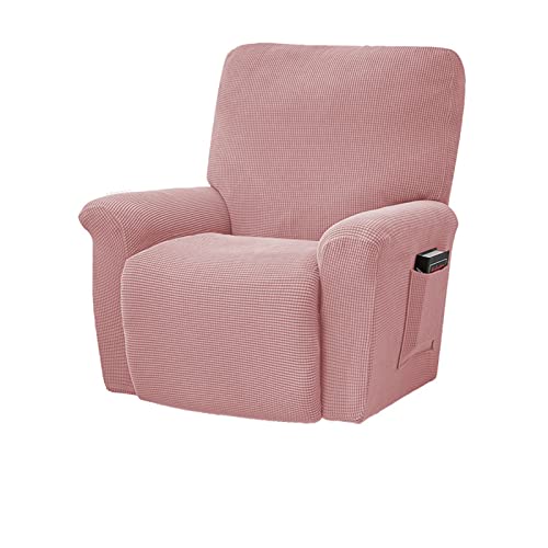 GUYIRT Relaxsessel bezug 4 Stück Sesselhusse Stretch-Jacquard Sesselüberwurf mit elastischem Boden Sesselbezug für Wohnzimmer -rosa von GUYIRT