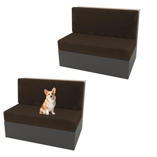 GUYIRT Rv Dinette Samt-Sitzkissenbezüge, Wohnmobil-Kissenbezüge, Dinette-Kabinensitze, 2er-Set, Couchbezug für Wohnmobile, Liebessitz (Kaffeebraun 1,2 Rückenlehnenbezug + 2 Bankbezüge) von GUYIRT