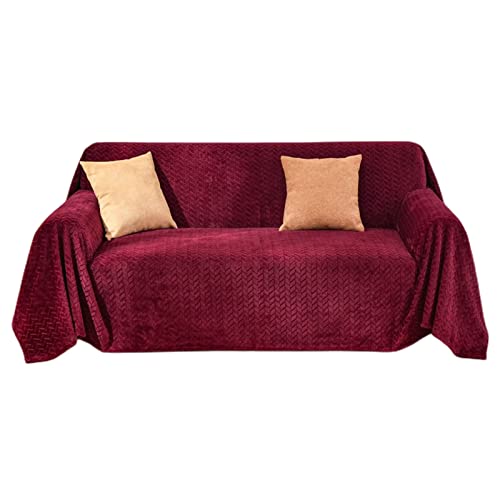 GUYIRT Samt Sofabezug, Weiche Warm Sofa Abdeckung Vielseitig Dekorativ Kuscheldecke für Wohnzimmer Schlafzimmer, Fit für Die Ganze Saison-Weinrot-200 x 230 cm (78 x 90 Zoll) von GUYIRT