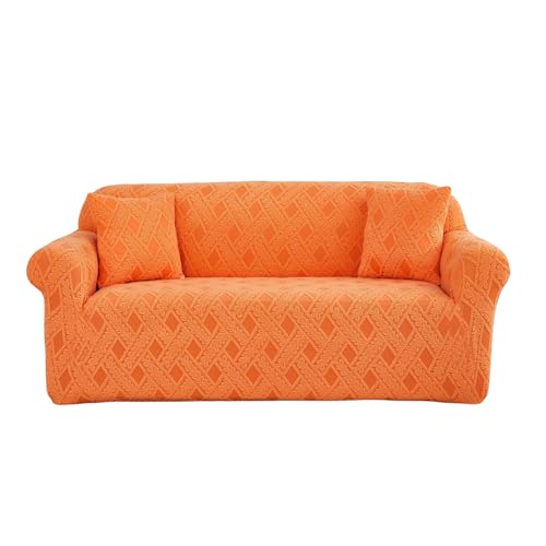 GUYIRT Stilvoll Sofa überzug Für Wohnzimmer, Stretch Schonbezug rutschfest Waschbar Sofahusse Möbelschutz Für Kinder Und Haustiere-orange-3-Sitzer 185–230 cm von GUYIRT