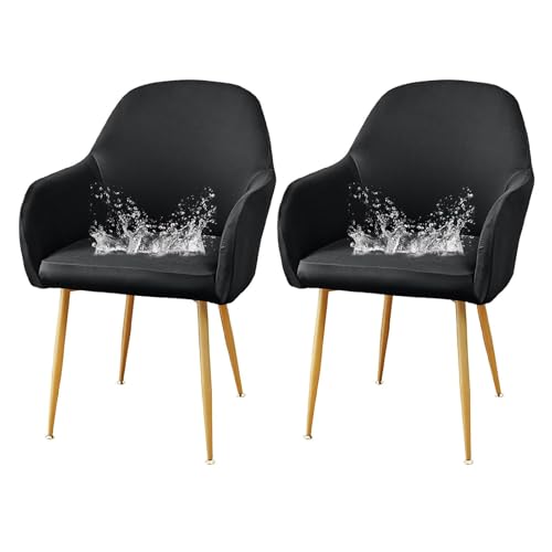 GUYIRT Stuhlhussen mit gebogener Rückenlehne für Esszimmer, 2er-Set, 4er, 6er-Set, Barhocker-Bezüge, wasserdicht, Schonbezug für Schminktisch, Drehsesselschutz, für Wohnzimmer (dunkelgrau, 2 Stück) von GUYIRT