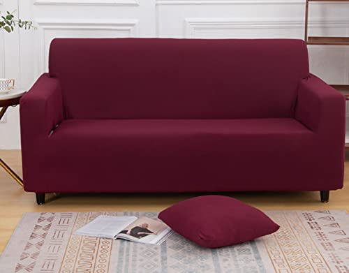 GUYIRT Weicher Hoher Stretch Sofa Überwürfe Für 1 2 3 4 Sitzer Sofabezug Moderner Stil Couchbezug Mit Elastischem Boden Möbel Protector -dunkellila-2-Sitzer (145-185 cm) von GUYIRT