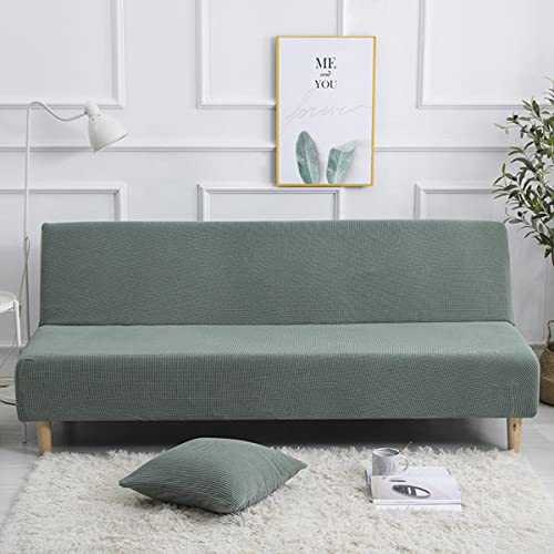 GUYIRT Jacquard Armless Schlafsofa-Bezüge Stretch-Spandex Sofabezug Armlose Abnehmbar Sofabezug Ohne Armlehnen Möbelschutz Waschbarer Couchbezug -grün-Groß (190-220 cm) von GUYIRT