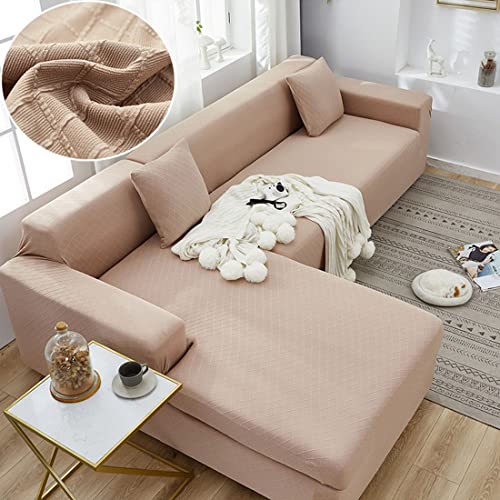 Sofabezüge in L-Form moderner Stil Schnittweichheit Couchbezüge Anti-Rutsch-Möbelschutz mit elastischer Unterseite für Wohnzimmer -Kaffee-2-Sitzer + 3-Sitzer von GUYIRT