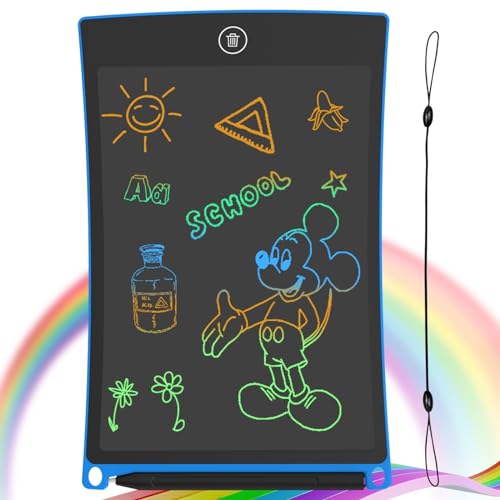 GUYUCOM 8,5-Zoll-LCD-Schreibtablett für Kinder und Zaubertablett für Kinder mit bunter und hellerer Linie, tolle Geschenke für 3 4 5 6 7 Jahre alte Jungen und Mädchen (Blau) von GUYUCOM
