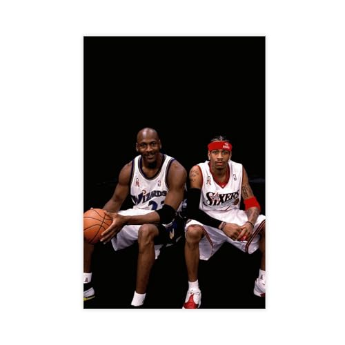 GUyfam Allen Iverson und Jordan Basketballspieler Poster Leinwand Poster Wandkunst Dekor Druck Bild Gemälde für Wohnzimmer Schlafzimmer Dekoration 40 x 60 cm von GUyfam