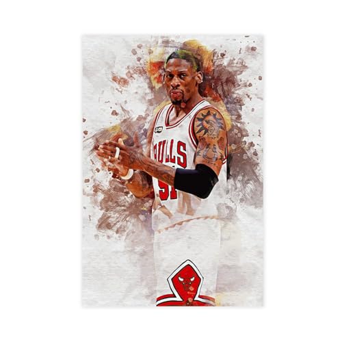 GUyfam Dennis Rodman Poster Basketball Star Poster (2) Leinwand Poster Schlafzimmer Dekor Sport Landschaft Büro Zimmer Dekor Geschenk 50 x 75 cm von GUyfam