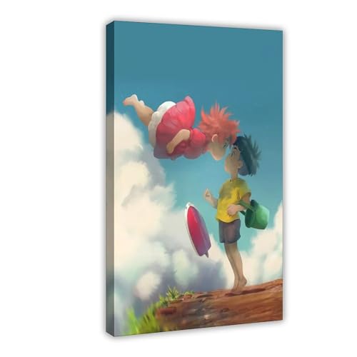 GUyfam Film Ponyo on The Cliff Anime Poster 14 Leinwand Poster Wandkunst Dekor Druck Bild Gemälde für Wohnzimmer Schlafzimmer Dekoration 30 x 45 cm von GUyfam