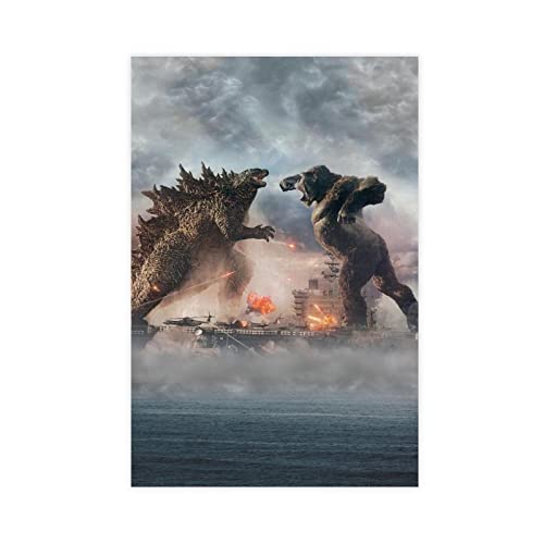 GUyfam Godzilla Vs King Kong Filmposter 25 Leinwand Poster Wandkunst Dekor Druck Bild Gemälde für Wohnzimmer Schlafzimmer Dekoration 40 x 60 cm von GUyfam