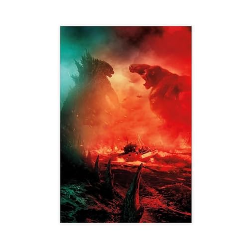 GUyfam Godzilla Vs. Kong Poster – Strange Harbors Poster Leinwand Poster Schlafzimmer Dekor Sport Landschaft Büro Zimmer Dekor Geschenk 50 x 75 cm von GUyfam