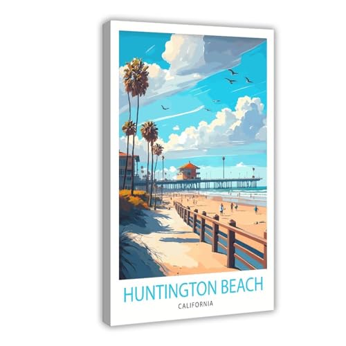 GUyfam Huntington Beach California Reiseposter Vintage Poster Leinwand Poster Wandkunst Dekor Druck Bild Gemälde für Wohnzimmer Schlafzimmer Dekoration 30 x 45 cm von GUyfam