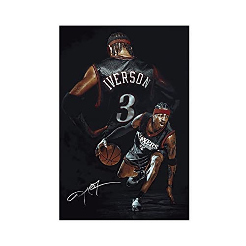 GUyfam Iverson Poster Basketball Star Poster Leinwand Poster Schlafzimmer Dekor Sport Landschaft Büro Zimmer Dekor Geschenk 30 x 45 cm von GUyfam