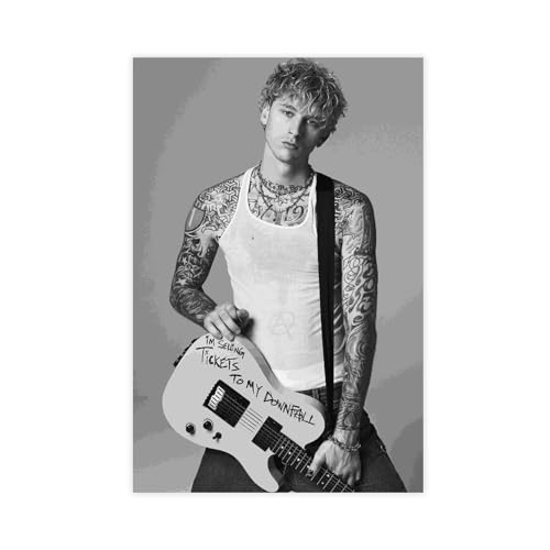 GUyfam Maschinengewehr Kelly Hip Hop Rapper MGK Poster (9) Leinwand Poster Schlafzimmer Dekor Sport Landschaft Büro Zimmer Dekor Geschenk 30 x 45 cm von GUyfam