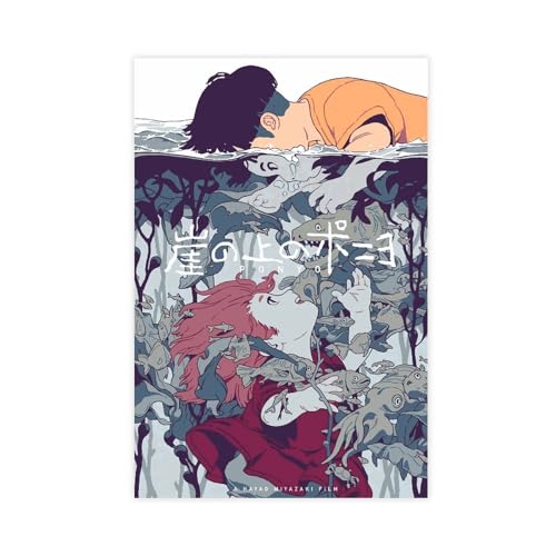 GUyfam Ponyo on The Cliff Anime-Poster, Leinwand, Poster, Wandkunst, Dekordruck, Bild, Gemälde für Wohnzimmer, Schlafzimmer, Dekoration, 20 x 30 cm von GUyfam