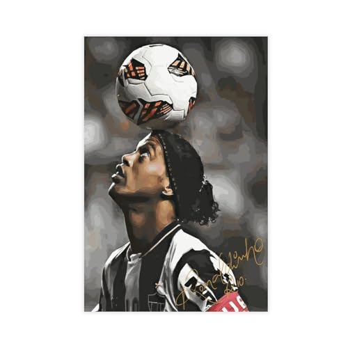 GUyfam Ronaldinho Fußball-Sterne-Poster auf Leinwand, Schlafzimmer, Dekoration, Sport, Landschaft, Büro, Raumdekoration, Geschenk, 50 x 75 cm von GUyfam