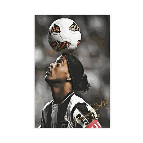 GUyfam Ronaldinho Fußball-Sterne-Poster auf Leinwand, Schlafzimmer, Dekoration, Sport, Landschaft, Büro, Raumdekoration, Geschenk, 60 x 90 cm von GUyfam