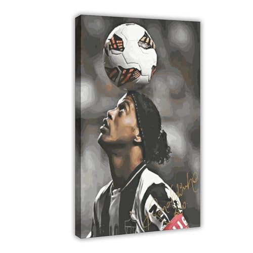 GUyfam Ronaldinho Fußballstern-Poster, Leinwand-Poster, Wandkunst, Dekordruck, Bild, Gemälde für Wohnzimmer, Schlafzimmer, Dekoration, 60 x 90 cm von GUyfam