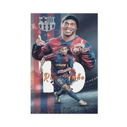 GUyfam Ronaldinho Poster Fußballspieler (12) Leinwand Poster Wandkunst Dekor Druck Bild Gemälde für Wohnzimmer Schlafzimmer Dekoration 60 x 90 cm von GUyfam