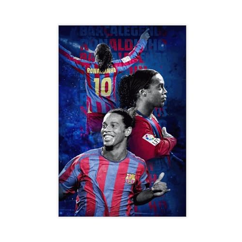 GUyfam Ronaldinho Poster Fußballspieler 8 Leinwand Poster Schlafzimmer Dekor Sport Landschaft Büro Zimmer Dekor Geschenk 60 x 90 cm von GUyfam