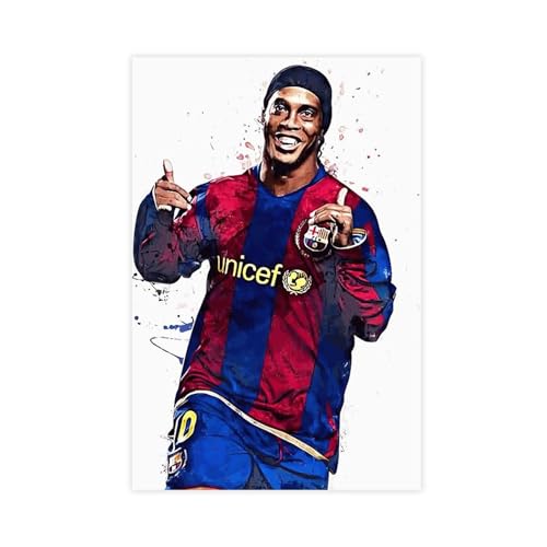 GUyfam Ronaldinho Poster Fußballspieler 9 Leinwand Poster Wandkunst Dekor Druck Bild Gemälde für Wohnzimmer Schlafzimmer Dekoration 30 x 45 cm von GUyfam