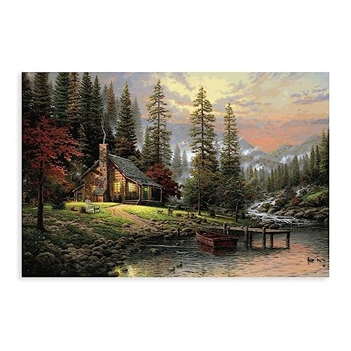 GUyfam Thomas Kinkade A Peaceful Retreat Poster Leinwand Poster Wandkunst Dekor Druck Bild Gemälde für Wohnzimmer Schlafzimmer Dekoration 60 x 90 cm GUyfam Thomas Kinkade A Peaceful Retreat Poster Leinwand Poster Wandkunst Dekor Druck Bild Gemälde für Wohnzimmer Schlafzimmer Dekoration 60 x 90 cm von GUyfam
