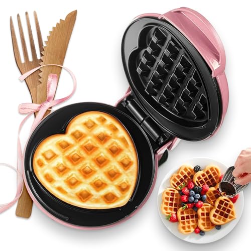 Mini Waffeleisen Herzform, 10 cm Antihaft Waffel Maker, Kleine Waffelmaschine Für Kinder Familie Und Singles, 350W Schnellheizung, Kompakt Und Tragbar, Rosa Mini Waffeleisen Herzform, 10 cm Antihaft Waffel Maker, Kleine Waffelmaschine Für Kinder Familie Und Singles, 350W Schnellheizung, Kompakt Und Tragbar, Rosa von GVAKMM