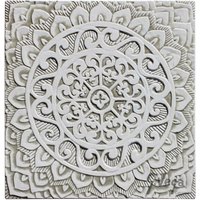 Handbemalte Keramik Mandala Wandfliese, Beige-Weiß 30 cm Handbemalte Keramik Mandala Wandfliese, Beige-Weiß 30 cm von GVEGA