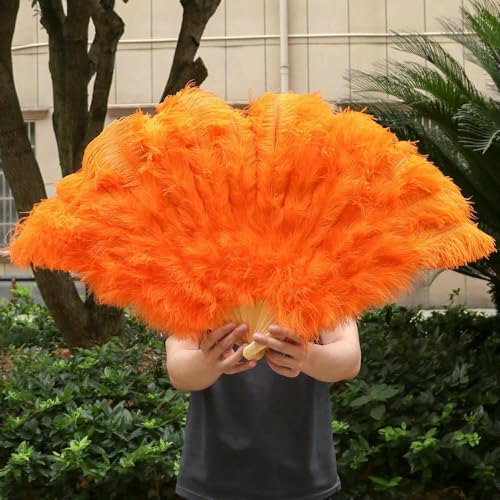 1/2 Stück Fächer aus natürlichen weißen Straußenfedern für 13 Knochen, großer Handfächer, 90–130 cm, Basteln, Karneval, Hochzeit, Bühne, Tanzdekor, Orange, 13 1/2 Stück Fächer aus natürlichen weißen Straußenfedern für 13 Knochen, großer Handfächer, 90–130 cm, Basteln, Karneval, Hochzeit, Bühne, Tanzdekor, Orange, 13 von GVEKJ