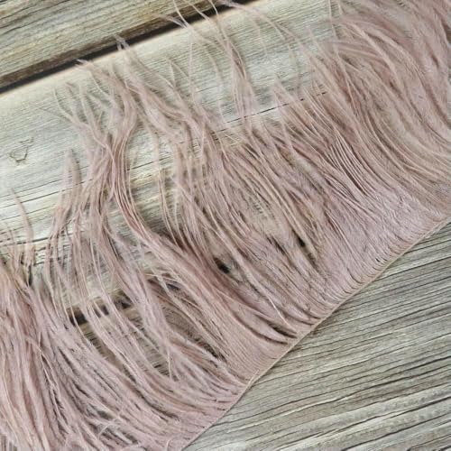 10–15 cm weiße Straußenfedern, Besatz an einer Schnur für Bastelarbeiten, Dekoration, Nähzubehör, Federband zum Basteln, Vail Pink von GVEKJ