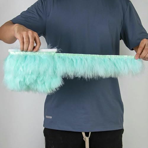 10 Meter 8–10 cm 3–5 Zoll Truthahnfederbesatz, Federband für Heimwerker, Handarbeiten, Nähen, Partykostüm, Federn, Mintgrün, 10 Meter von GVEKJ