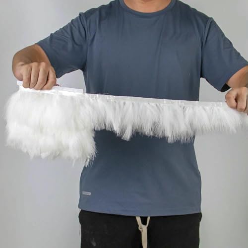 10 Meter 8–10 cm 3–5 Zoll Truthahnfederbesatz, Federband für Heimwerker, Handarbeiten, Nähen, Partykostüm, Federn, Weiß, 10 Meter von GVEKJ