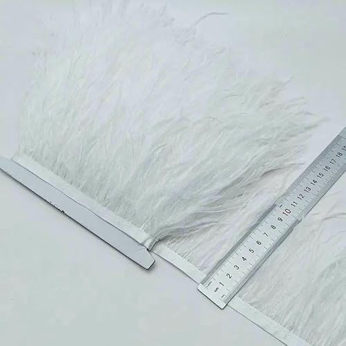 10 Yards Silbergraues Straußenfederband Straußenfederbesatz Fransen Kleidungsdekoration-weiß-2 Yards von GVEKJ