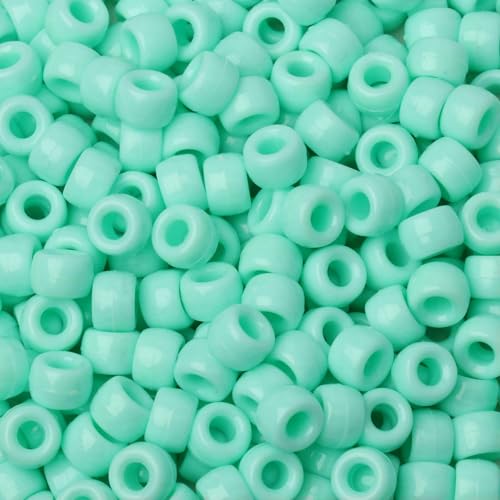 100 Stück 6 x 9 mm bunte Ponyperlen, modische Acrylperlen mit großem Loch, für Kinder, zum Selbermachen von Armbändern und Halsketten, zum Basteln von Mädchenhaarperlen, Stil 17, 6 x 9 mm, 100 Stück von GVEKJ