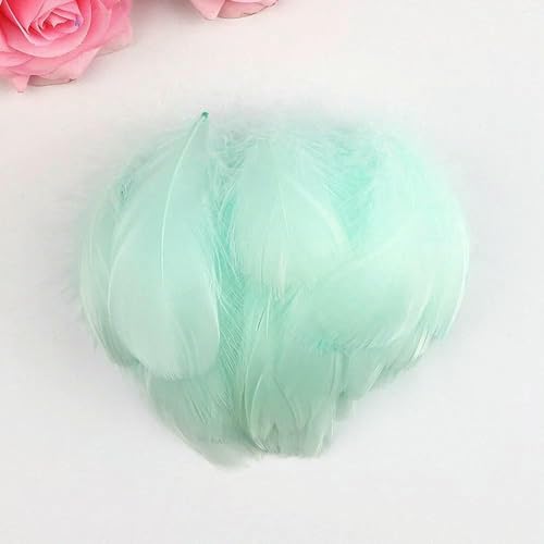 100 Stück 7–12 cm Gänsefedern, natürliche kleine Schwanenfedern, schwimmende bunte Traumfängerfedern, grün von GVEKJ