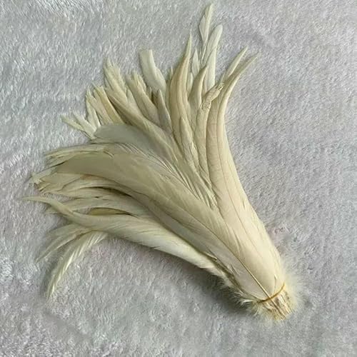 100 stuks hanenstaartveren rood zwart alle maten DIY veren kleding sieraden accessoires bruiloft benodigdheden prestatie noodzakelijk-beige-40-45cm von GVEKJ