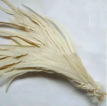 100 stuks hanenstaartveren rood zwart alle maten DIY veren kleding sieraden accessoires bruiloft benodigdheden prestaties noodzakelijk-rauw wit-40-45cm von GVEKJ