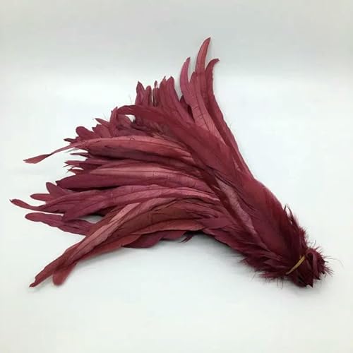 100 stuks hanenstaartveren rood zwart alle maten DIY veren kleding sieraden accessoires bruiloft benodigdheden prestaties noodzakelijk-wijnrood-35-40cm von GVEKJ