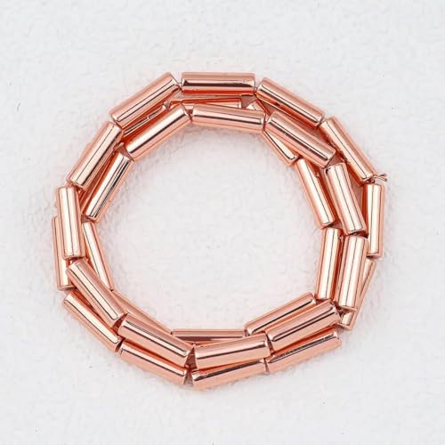13 x 4,0 mm langer Zylinder aus Lava-Naturstein, roségoldfarben, bronzefarben, runde Abstandshalter, lose Perlen zur Schmuckherstellung, DIY-Armbänder, 3 Roségold, 13 x 4,0 mm, 28 Stück von GVEKJ