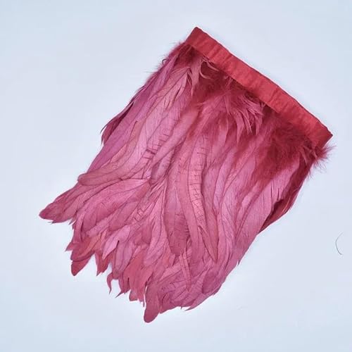 2 Meter farbiger Hahnenschwanz-Federbesatz, Quaste, Fransenband, Handarbeitsband, Fasanenfedern, Besätze zum Nähen, DIY, Rotwein, 15–20 cm, 6–8 Zoll 2 Meter farbiger Hahnenschwanz-Federbesatz, Quaste, Fransenband, Handarbeitsband, Fasanenfedern, Besätze zum Nähen, DIY, Rotwein, 15–20 cm, 6–8 Zoll von GVEKJ
