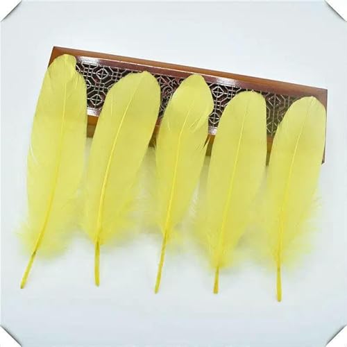 20 Stück Hartstangengans weiße Federn Federn DIY Hochzeitsmittelstücke für Tische Karneval Party Dekor Zubehör Bastelmaterial-Gelbe Federn-20 Stück von GVEKJ