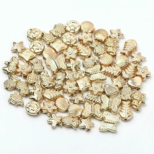 30/60/90 Stück Herz Blume Fisch Eule Schmetterling Perlen Goldfarben Lose Abstandsperlen für Schmuckherstellung DIY Zubehör-8mm_a-30 Stück von GVEKJ