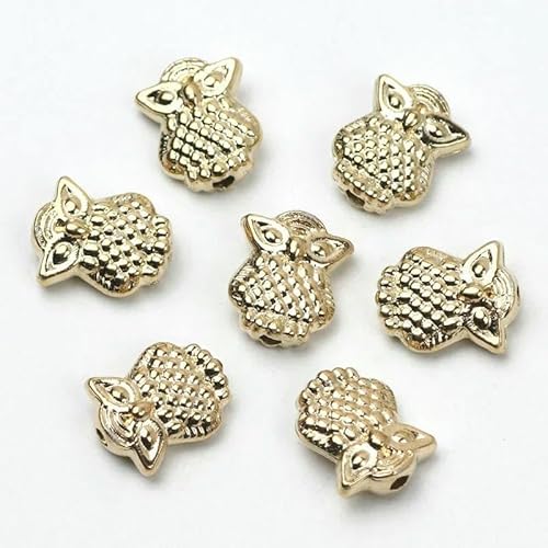 30/60/90 Stück Herz-Blumen-Fisch-Eule-Schmetterlingsperlen Goldfarbene lose Abstandsperlen zur Schmuckherstellung DIY-Zubehör-8x10mm-30 Stück von GVEKJ