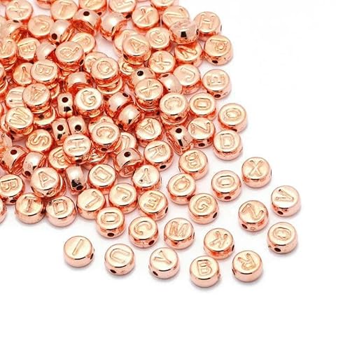 4 x 7 mm schwarze russische Buchstaben, Acrylperlen, weiß, rund, flach, Alphabet, lose Abstandsperlen für die Schmuckherstellung, DIY, handgefertigte Armbänder, B07958, 500 Stück von GVEKJ