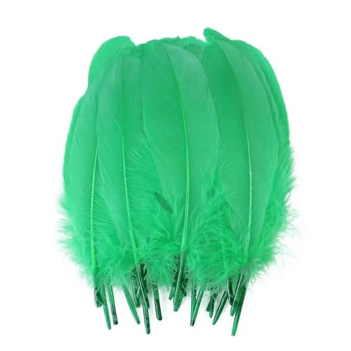 50–200 Stück natürliche Gänsefedern, 15–20 cm, bunte Schwanenfedern, DIY, Heimparty-Dekoration, Basteln, Kostümschmuck, Nähzubehör, Glasgrün, 100 Stück von GVEKJ