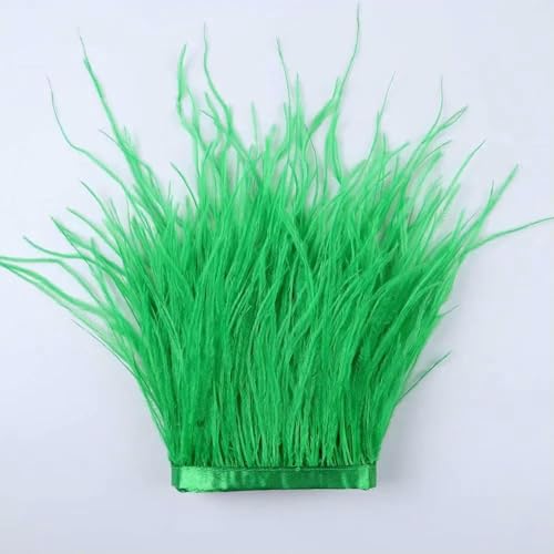 52 Farben, 1 Meter Breite, 6–8 cm, schön, flauschig, gefärbt, bunte Straußenfedern, Satinband, Fransen, Kleidungsdekoration, Glasgrün von GVEKJ