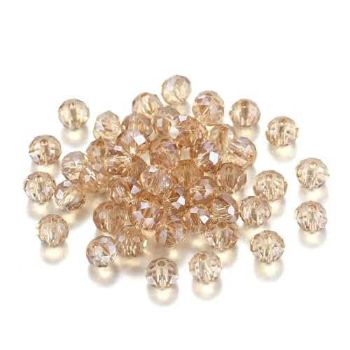 70–300 Stück 3/4/6/8 mm durchscheinende tschechische Kristallglasperle, facettiert, bunte Abstandsperle für DIY-Armbänder, Schmuckherstellung, Zubehör – Gelbbraun – AB – 6 mm x 100 Stü von GVEKJ